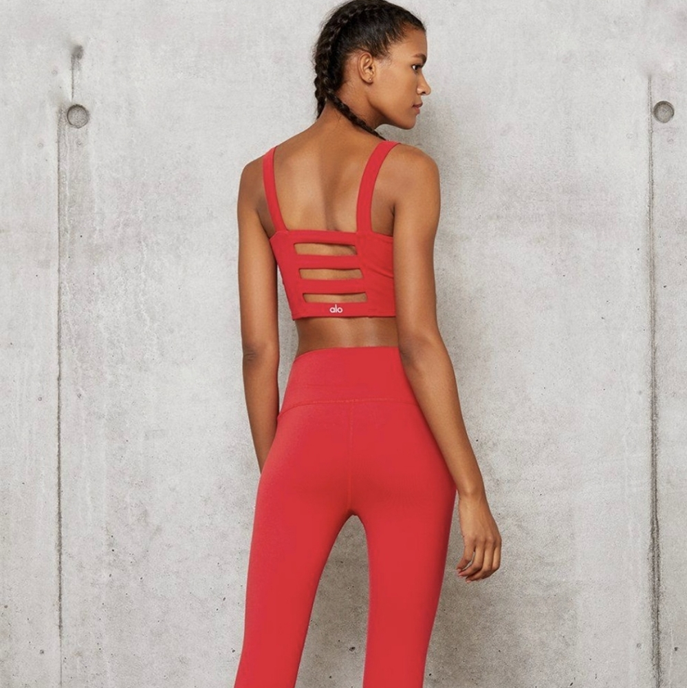 Alo yoga scarlet red fortify bra strappy crop S